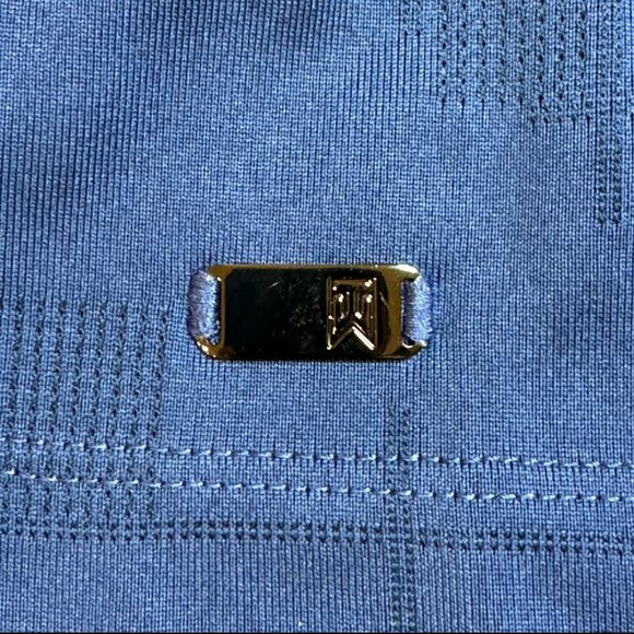 Nike Dri-Fit Blue Tiger Woods Geometric Stripe Performance Golf Polo Shirt Men L - Picture 7 of 9